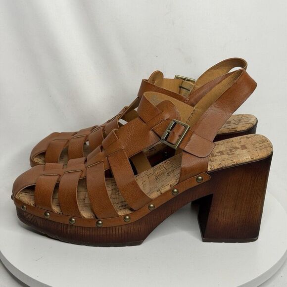 Korks Shoes - KORKS By KorkEase Whitney Studded Brown Platform Sandal Size 11 M Block Heel